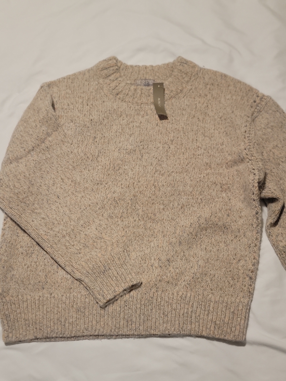 J. Crew Neutral Heathered Tan Crewneck Sweater
